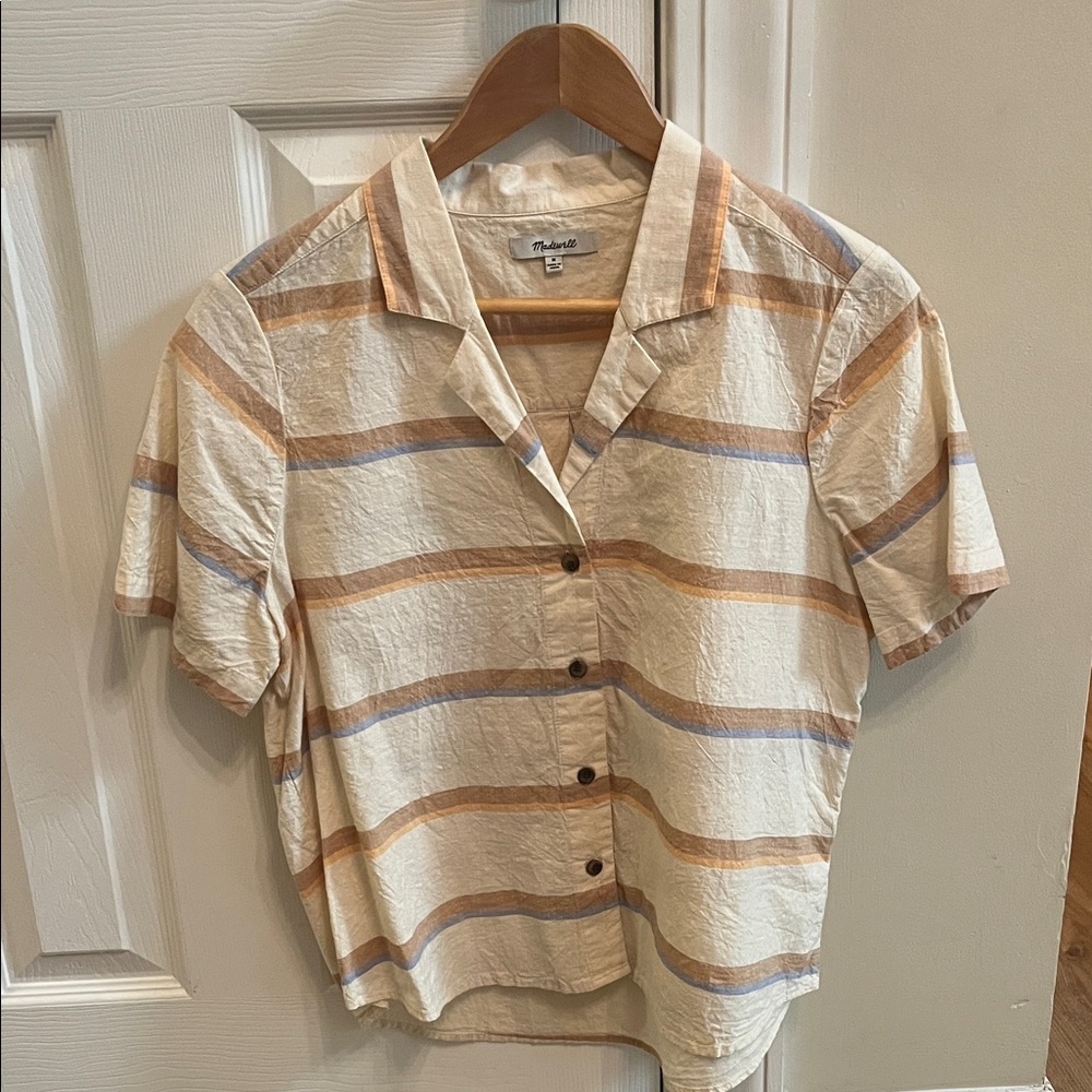 MadeWell Striped Short Sleeve Button-Up Shirt